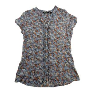 Floral Print Short Sleeve Button Up Shirt – Women's M Eddie Bauer